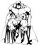 Superhero Sitting Isolated Line Art