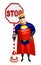 Superhero with Stop sign