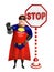 Superhero with Stop sign