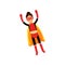Superhero teen girl in orange cape flying vector Illustration