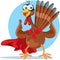 Superhero Turkey Wearing a Red Cape Vector Cartoon Illustration