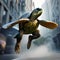 A superhero turtle in a caped costume, flying through the air to save the day1