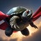 A superhero turtle in a caped costume, flying through the sky to save the day2