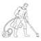 Superhero with vacuum cleaner coloring book vector