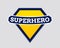 Superhero vector badge logo. Super hero shield man icon symbol of power