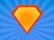 Superhero vector badge logo. Super hero shield man icon symbol of power