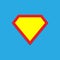 Superhero vector icon isolated on blue background. Superman logo template