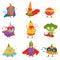 Superhero Vegetables In Masks And Capes Set Of Cute Childish Cartoon Humanized Characters In Costumes