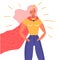 Superhero woman illustration. Girls power concept. Vector illustration on white background in cartoon style