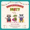 Superheroes. Card invitation with group of cute little animals