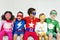 Superheroes Kids Friends Playing Togetherness Concept