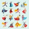 Superheroes Orthogonal Flat People Set