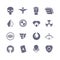 Superheroes vector icons. Super power superhero heroic symbols