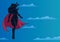 Superheroine Flying in Sky Silhouette