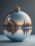 Superior Christmas bauble with a detailed painting of a winter landscape with houses at a lake.