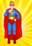 Superman boy in super hero costume, power kid