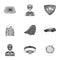 Superman, explosion, fire, and other web icon in monochrome style.Pistol, weapons, innovations, icons in set collection.