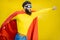 Superman portrait on the yellow background