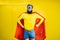 Superman portrait on the yellow background