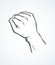 Superman`s hand with an elongated fist. Vector drawing