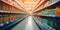 Supermarket aisle and shelves blurred background, created with Generative AI technology