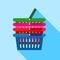 Supermarket baskets icon, flat style