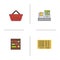 Supermarket color icons set