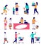 Supermarket customers set, vector flat isolated illustration