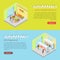 Supermarket Departments Isometric Web Banners Set