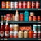 Supermarket display of cans and canned food on display - AI generated image