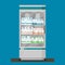 Supermarket. Flat vector. Refrigerator with milk products