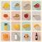 Supermarket foods icons set