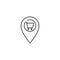 Supermarket location line icon on white background