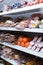 Supermarket with meat vacuum meat products