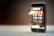 Supermarket online shopping mobile app. Smart phone screen showing mini market.