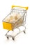 Supermarket pushcart with pile of white sugar