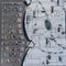 Supermarket roof and many cars in parking, viewed from above.