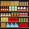 Supermarket. Shelfs Shelves with Products. Vector
