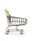 Supermarket shopping cart isolated close-up, macro, shopping and purchasing power concept, consumer