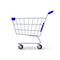 Supermarket Shopping Cart Vector. Empty Classic Chrome Cart Trolley Or Basket Isolated