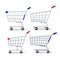 Supermarket Shopping Cart Vector. Set Empty Classic Chrome Cart Trolley Or Basket Isolated