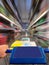 Supermarket Trolley on a blurred background in a supermarket as a concept for fast shopping