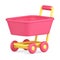 Supermarket trolley with handle and wheels for comfortable purchase transportation 3d icon vector