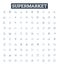Supermarket vector line icons set. Grocery, Store, Market, Shopping, Outlet, Retail, Superstore illustration outline