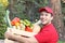 Supermarket worker delivering healthy food