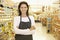 Supermarket Worker Standing In Grocery Aisle