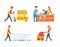 Supermarket Working People and Client Set Vector