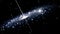 Supermassive black hole with stars and their solar systems orbiting around it