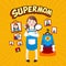 Supermom motherday banner poster illustration vector