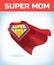 Supermom sign. Super mom. Mother day. Shield isolated on blue background. vector illustration.